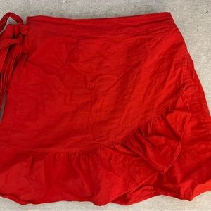 Glassons Red Linen Wrap Skirt